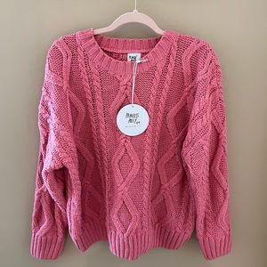 NEW WITH TAGS princess polly pink oversized knit sweater size xs/s